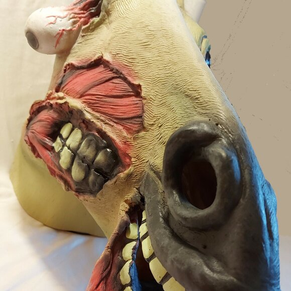 ZOMBIE Bloody HORSE MASK Halloween horror Archie McPhee Costume 14+ Adult NEW - Picture 3 of 7
